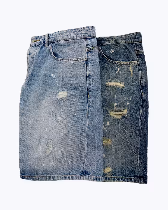 شلوارک مردانه جین زاپدار طرح barsam